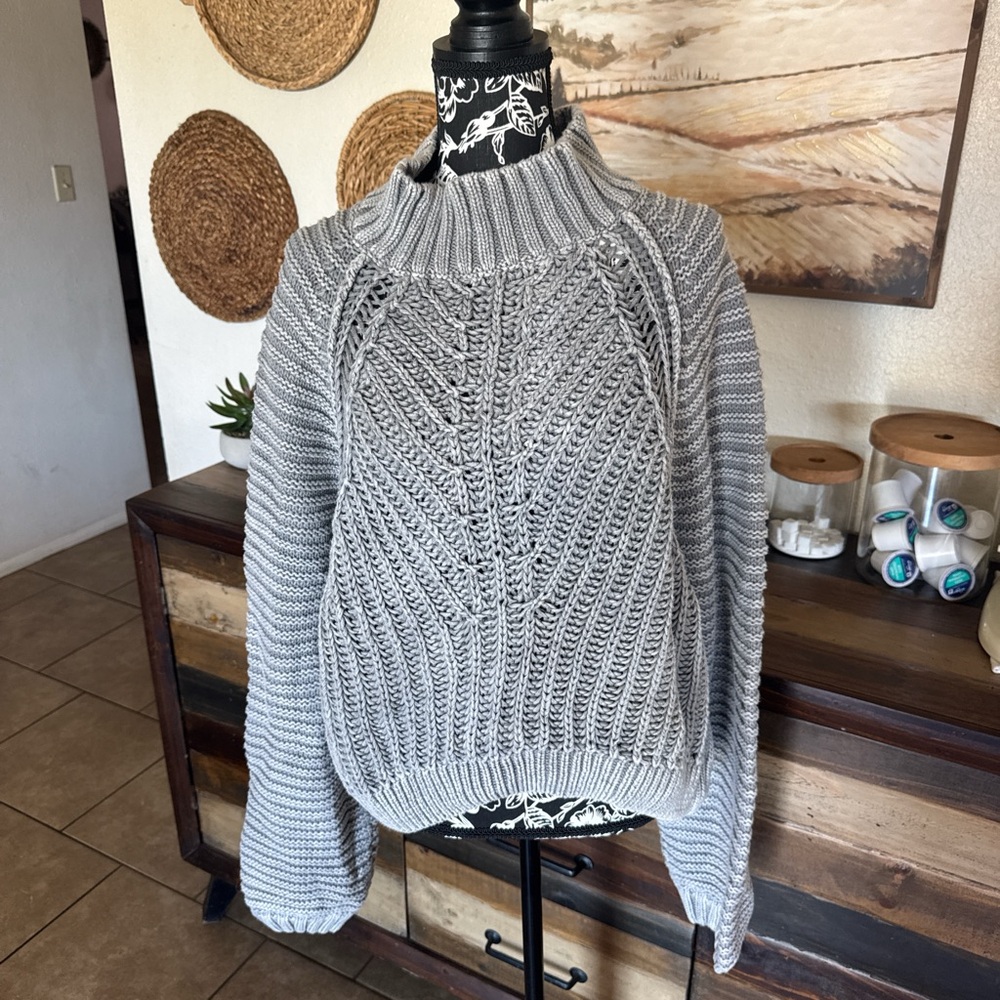 Free people cozy grey knit sweater